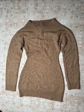 Lovers + Friends Taupe Off-Shoulder Knit Sweater